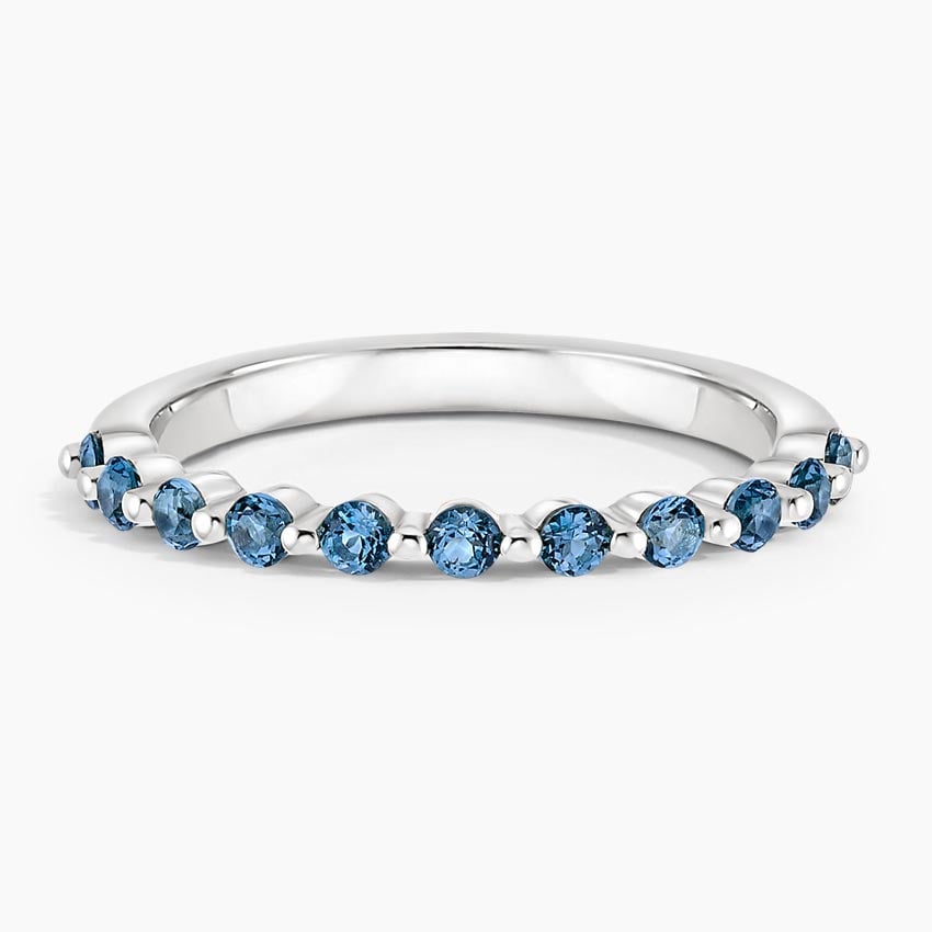 Marseille London Blue Topaz Ring Platinum Wedding Band