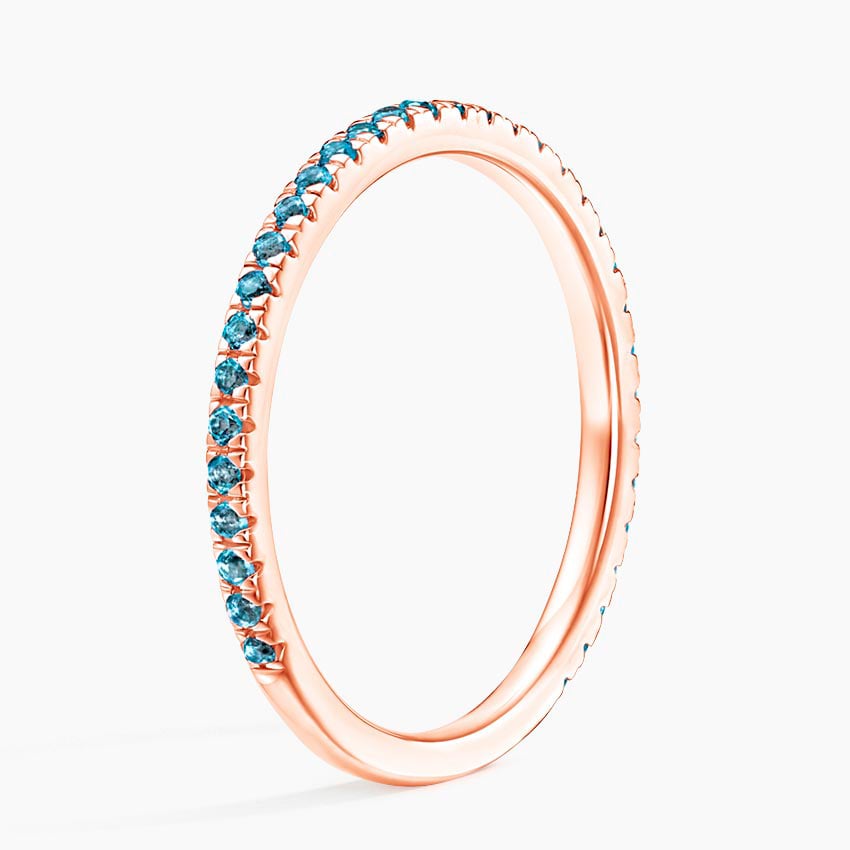 Luxe Ballad London Blue Topaz Ring Rose Gold 18k Wedding Band