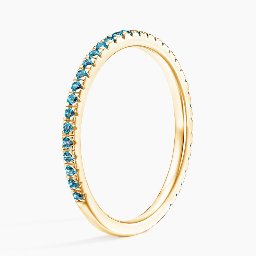 Luxe Ballad London Blue Topaz Ring Yellow Gold 18k Wedding Band