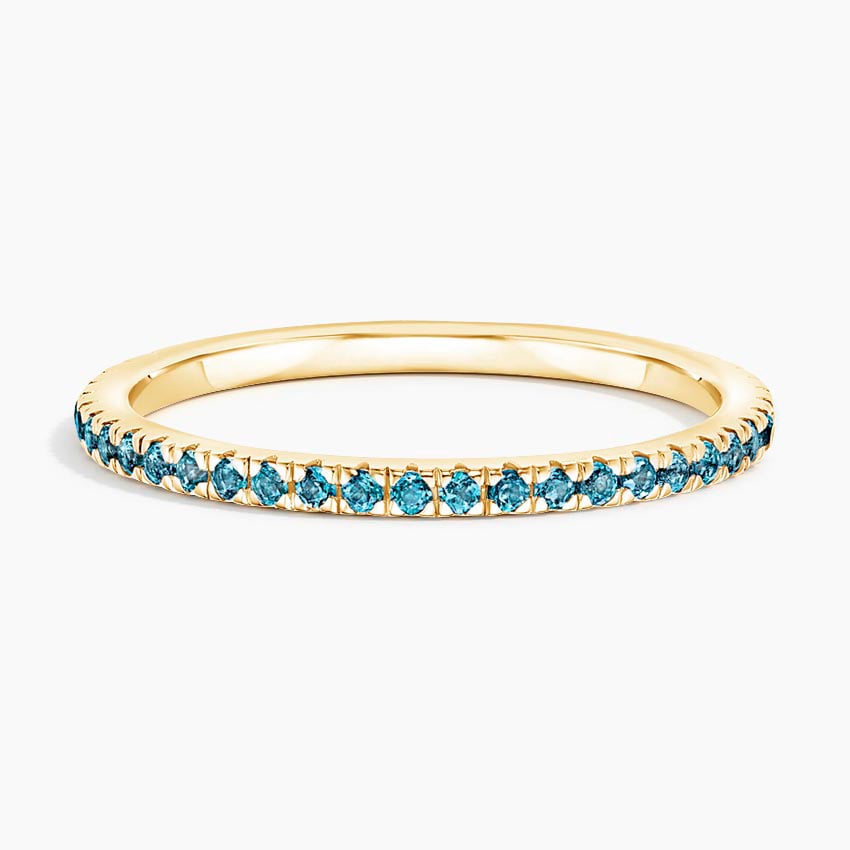 Luxe Ballad London Blue Topaz Ring Yellow Gold 18k Wedding Band