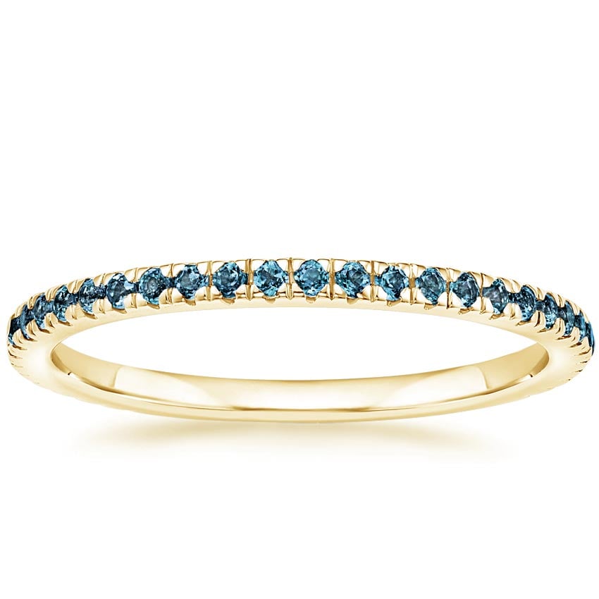 Luxe Ballad London Blue Topaz Ring Yellow Gold 18k Wedding Band