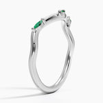Willow Contour Lab Emerald Ring Platinum Wedding Band