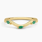 Willow Contour Lab Emerald Ring Yellow Gold 18k Wedding Band