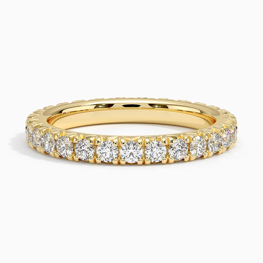 French Pavé Eternity Diamond Ring (1 ct. tw.) Yellow Gold 18k Eternity Band