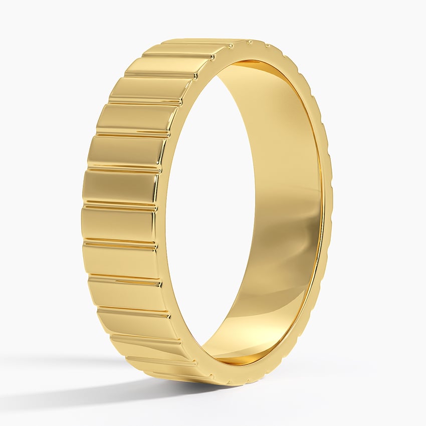 Engraved Lines 5.5mm Wedding Ring Yellow Gold 18k Wedding Band