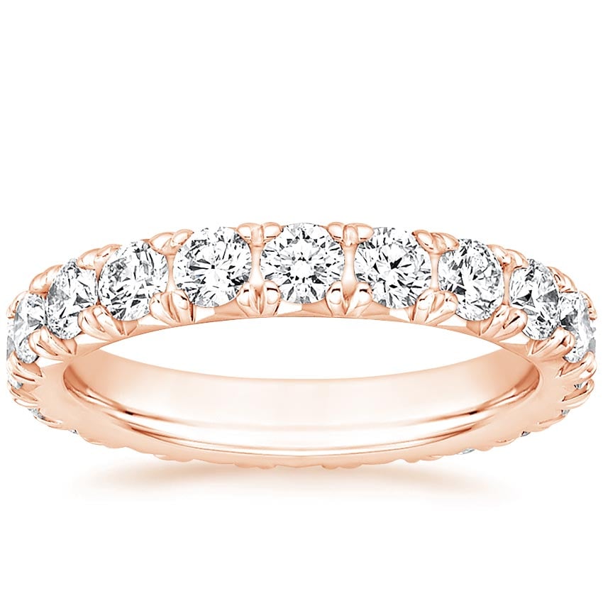 French Pavé Eternity Diamond Ring (2 ct. tw.) Rose Gold 18k Eternity Band