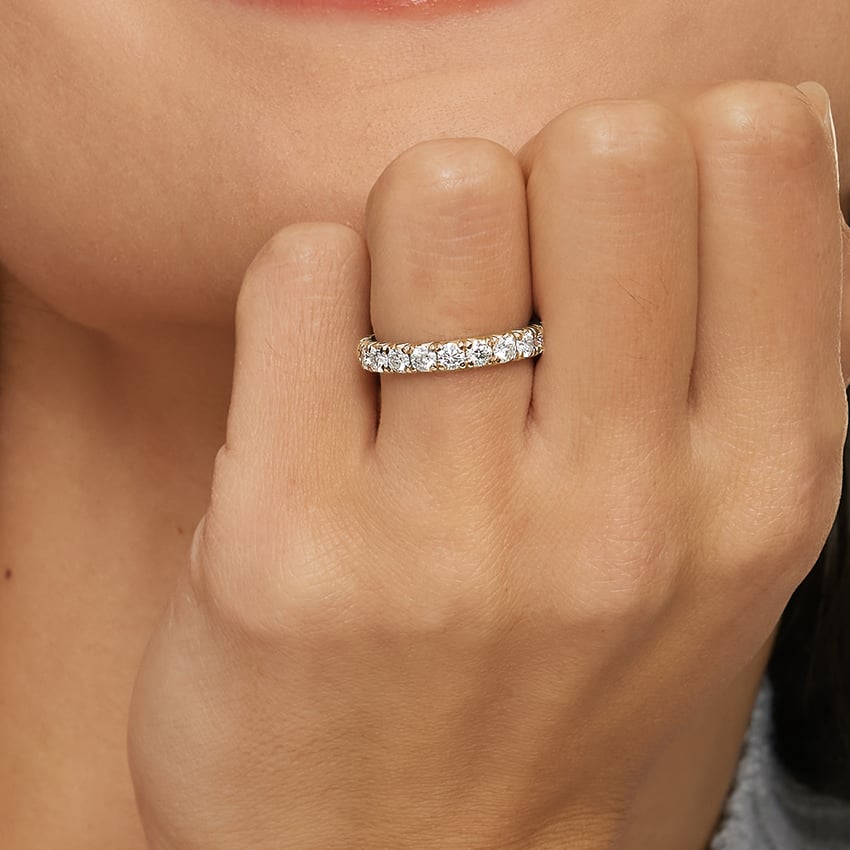 French Pavé Eternity Diamond Ring (2 ct. tw.) Yellow Gold 18k Eternity Band