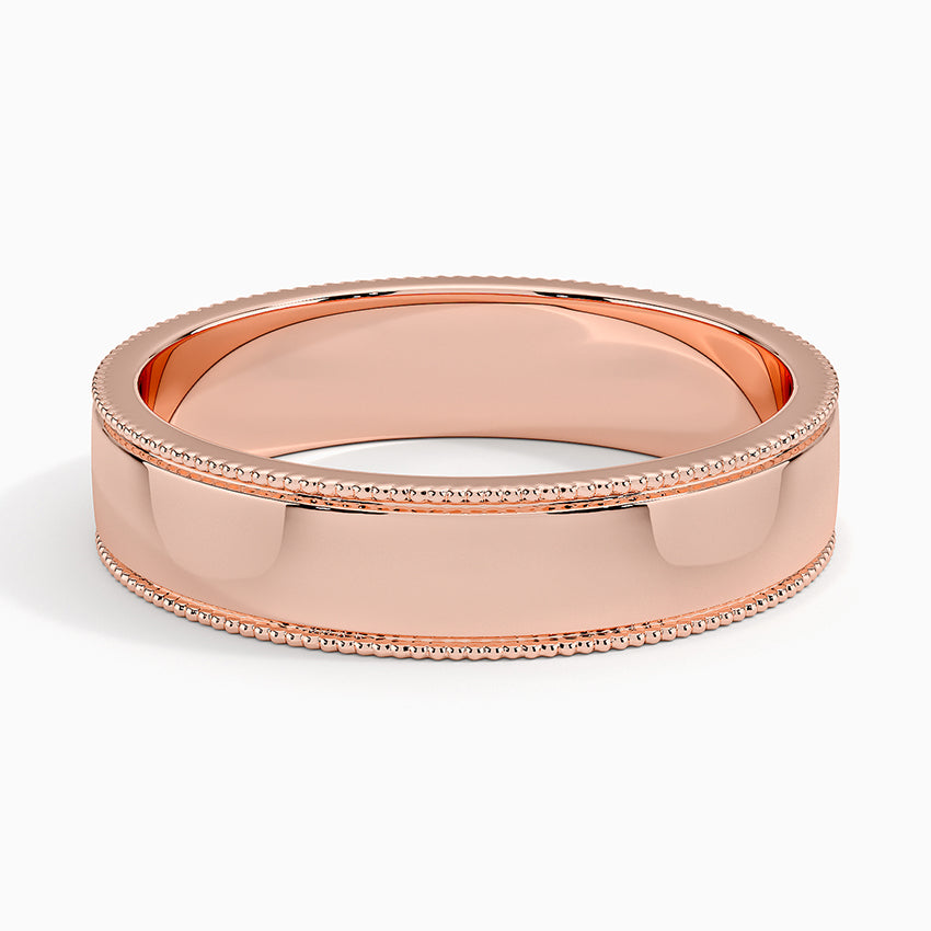 Mojave Milgrain Border 5mm Wedding Ring Rose Gold 18k Wedding Band
