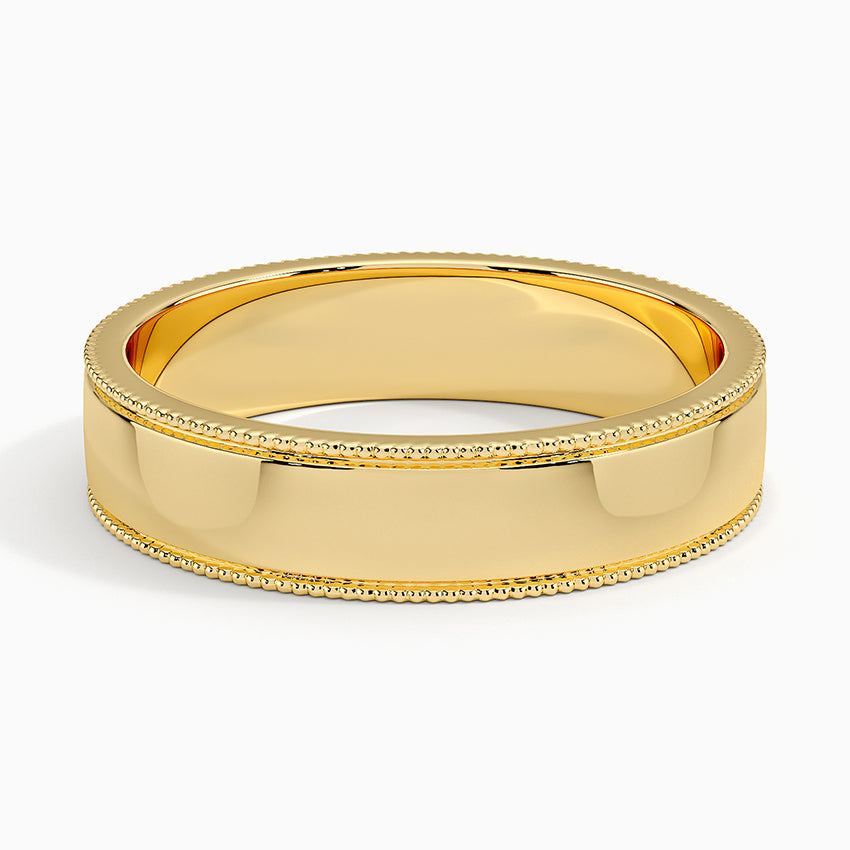 Mojave Milgrain Border 5mm Wedding Ring Yellow Gold 18k Wedding Band