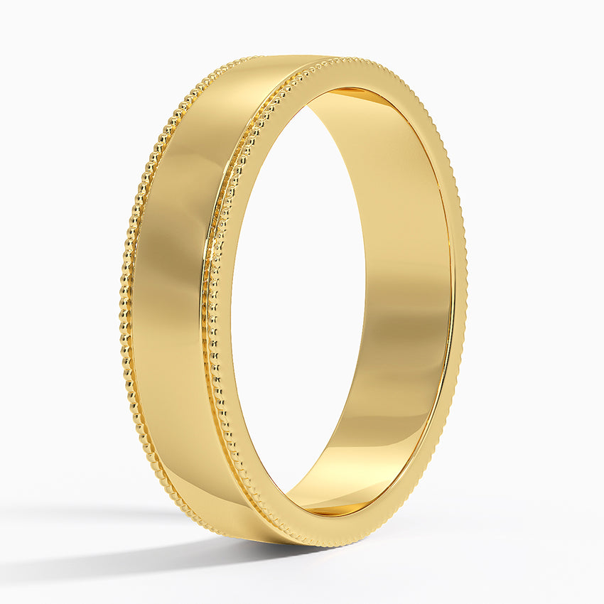 Mojave Milgrain Border 5mm Wedding Ring Yellow Gold 18k Wedding Band
