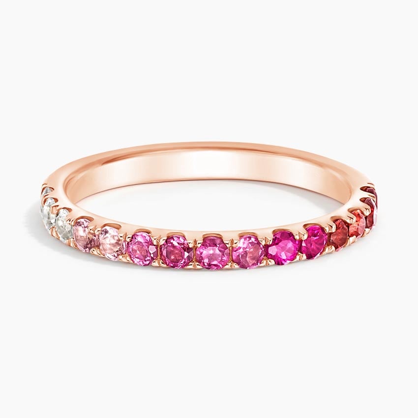 Burgundy Ombre Ring Rose Gold 18k Wedding Band