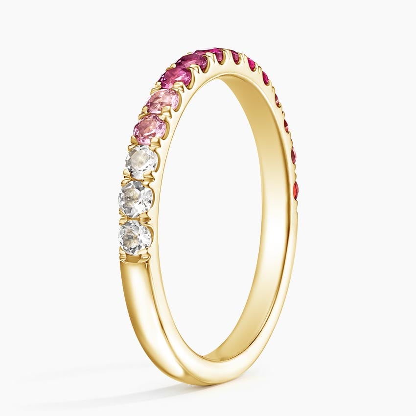 Burgundy Ombre Ring Yellow Gold 18k Wedding Band