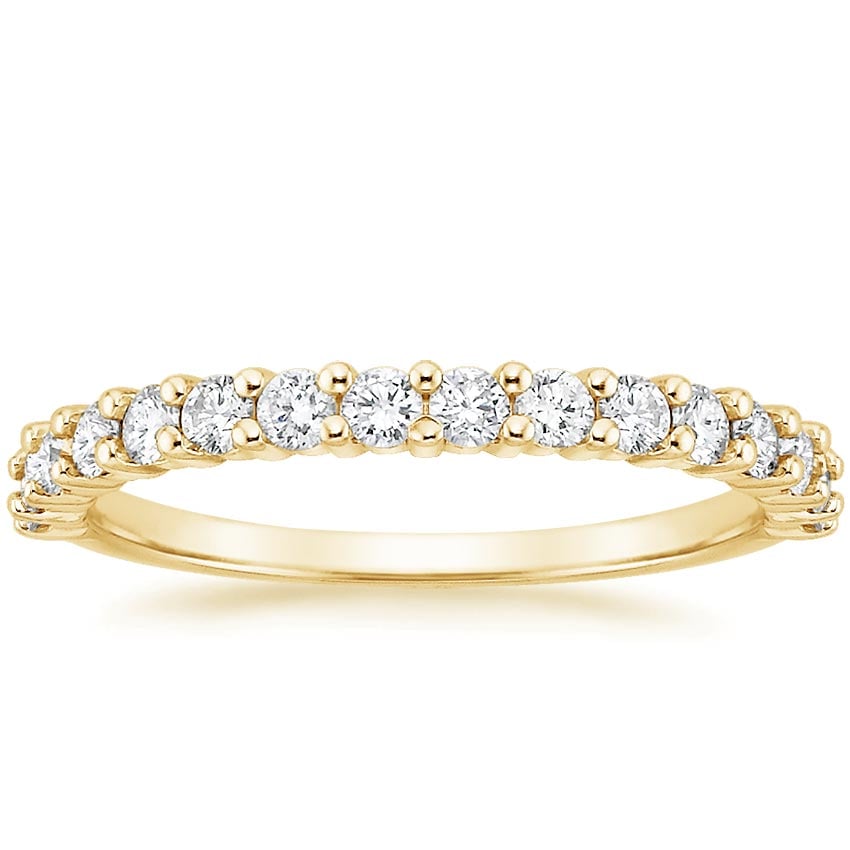 Shared Double Prong Diamond Ring (1/2 ct. tw.) Yellow Gold 18k Wedding Band
