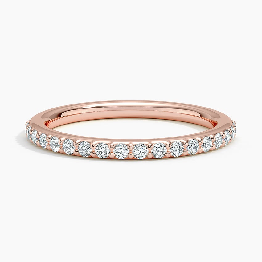 Petite Shared Prong Half Coverage Diamond Ring (1/4 ct. tw.) Rose Gold 18k Wedding Band