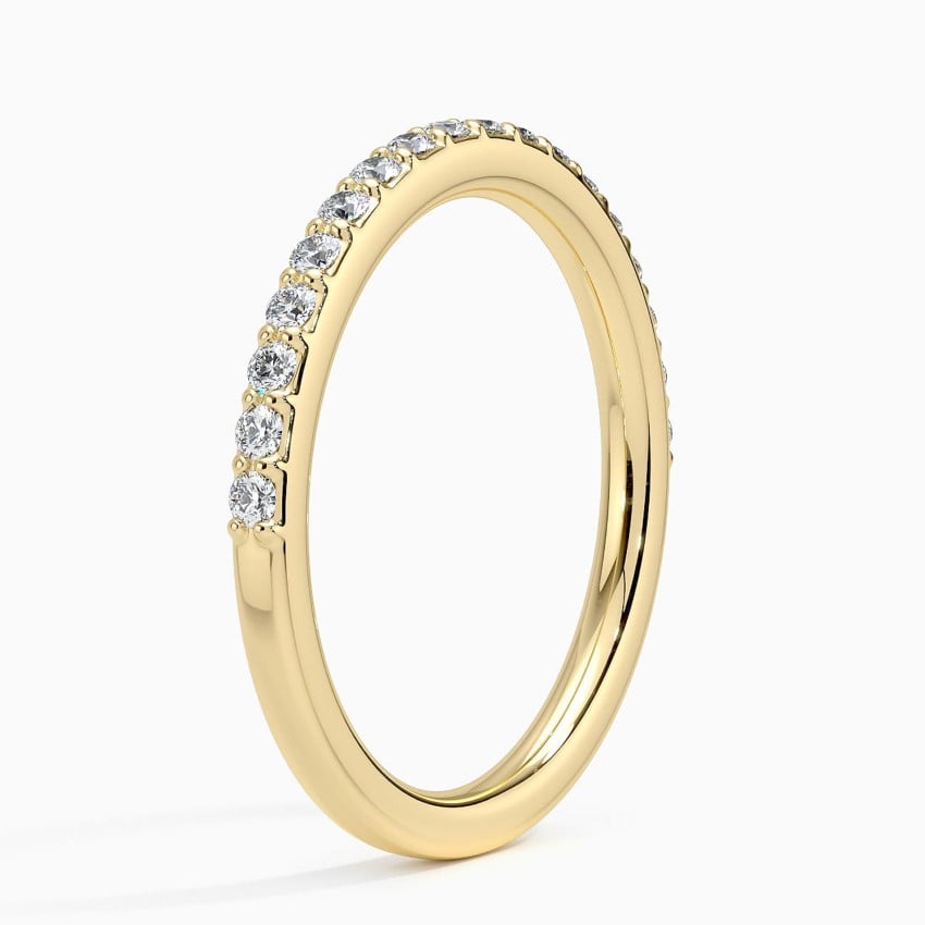 Petite Shared Prong Half Coverage Diamond Ring (1/4 ct. tw.) Yellow Gold 18k Wedding Band