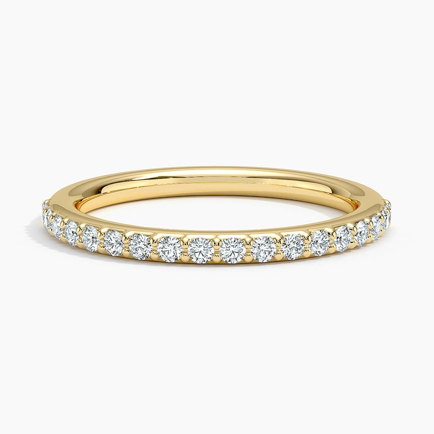 Petite Shared Prong Half Coverage Diamond Ring (1/4 ct. tw.) Yellow Gold 18k Wedding Band