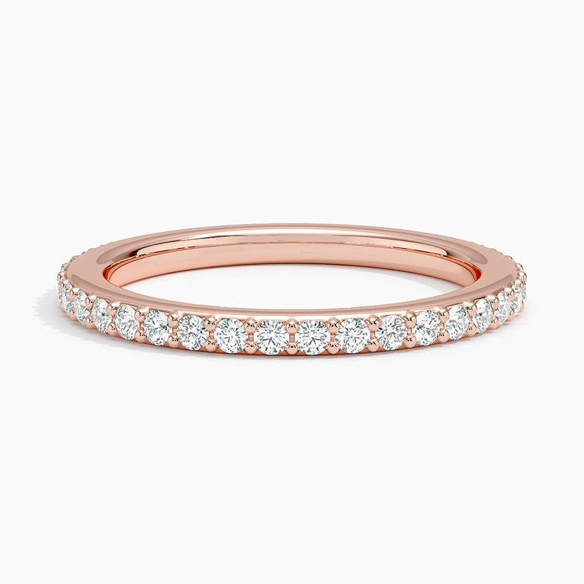 Petite Shared Prong Three-Quarter Coverage Diamond Ring (3/8 ct. tw.) Rose Gold 18k Wedding Band
