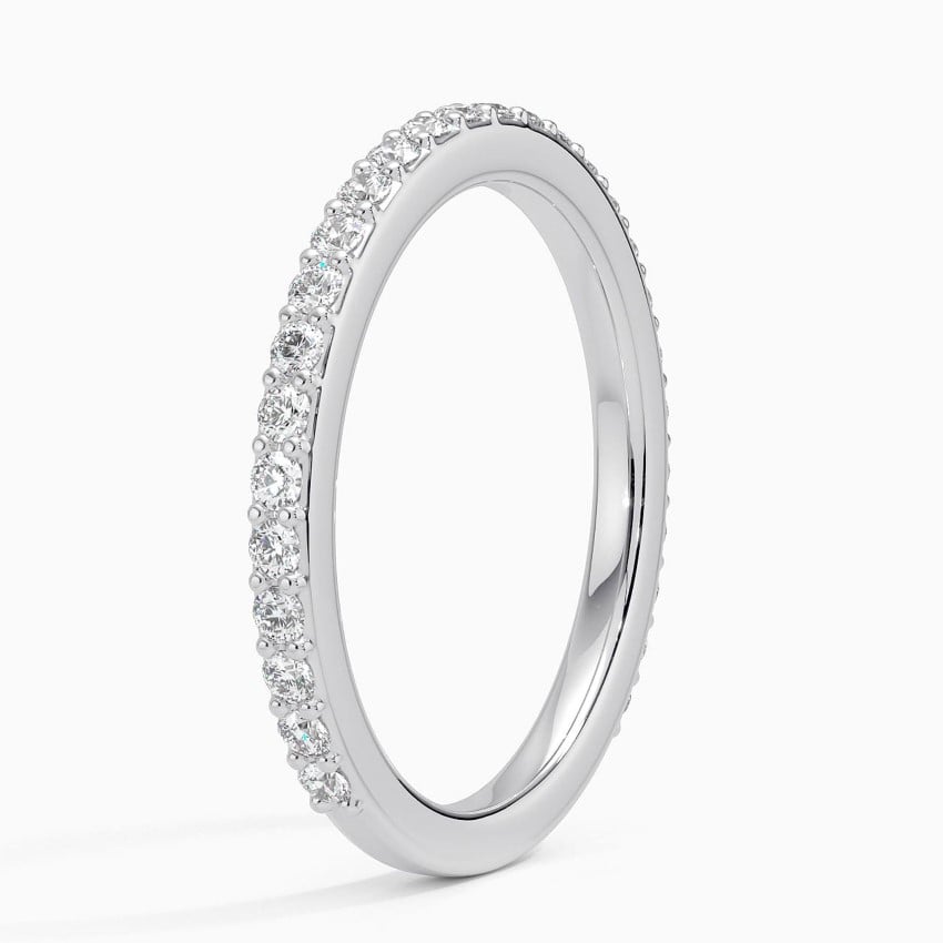 Petite Shared Prong Three-Quarter Coverage Diamond Ring (3/8 ct. tw.) Platinum Wedding Band