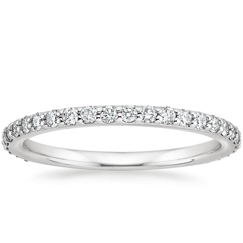 Petite Shared Prong Three-Quarter Coverage Diamond Ring (3/8 ct. tw.) Platinum Wedding Band