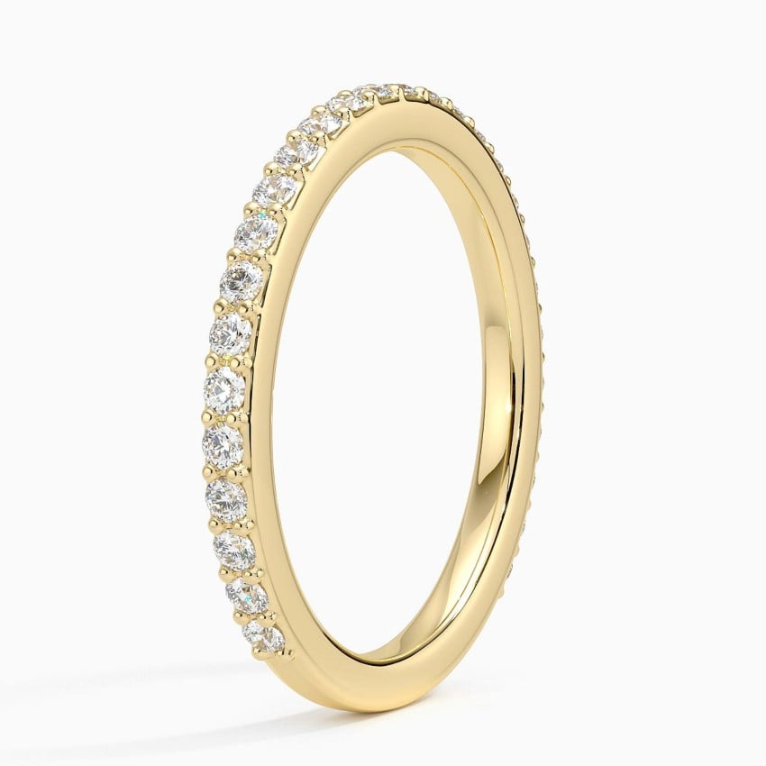 Petite Shared Prong Three-Quarter Coverage Diamond Ring (3/8 ct. tw.) Yellow Gold 18k Wedding Band