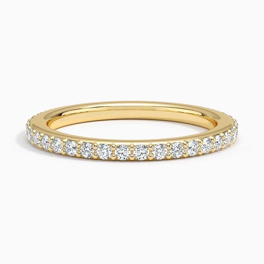 Petite Shared Prong Three-Quarter Coverage Diamond Ring (3/8 ct. tw.) Yellow Gold 18k Wedding Band