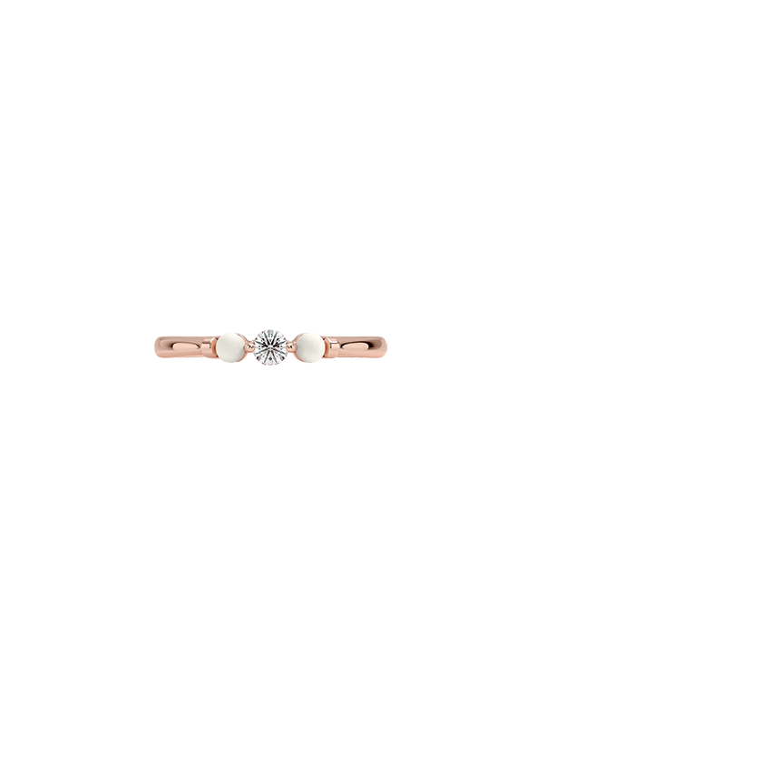 Marlene Freshwater Cultured Pearl and Diamond Ring Rose Gold 18k Wedding Band