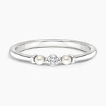 Marlene Freshwater Cultured Pearl and Diamond Ring Platinum Wedding Band