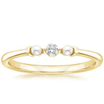 Marlene Freshwater Cultured Pearl and Diamond Ring Yellow Gold 18k Wedding Band