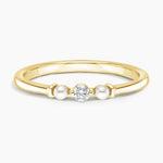 Marlene Freshwater Cultured Pearl and Diamond Ring Yellow Gold 18k Wedding Band