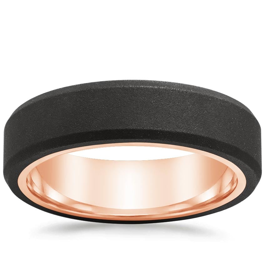 Jett Black 6mm Wedding Ring Rose Gold 18k Wedding Band