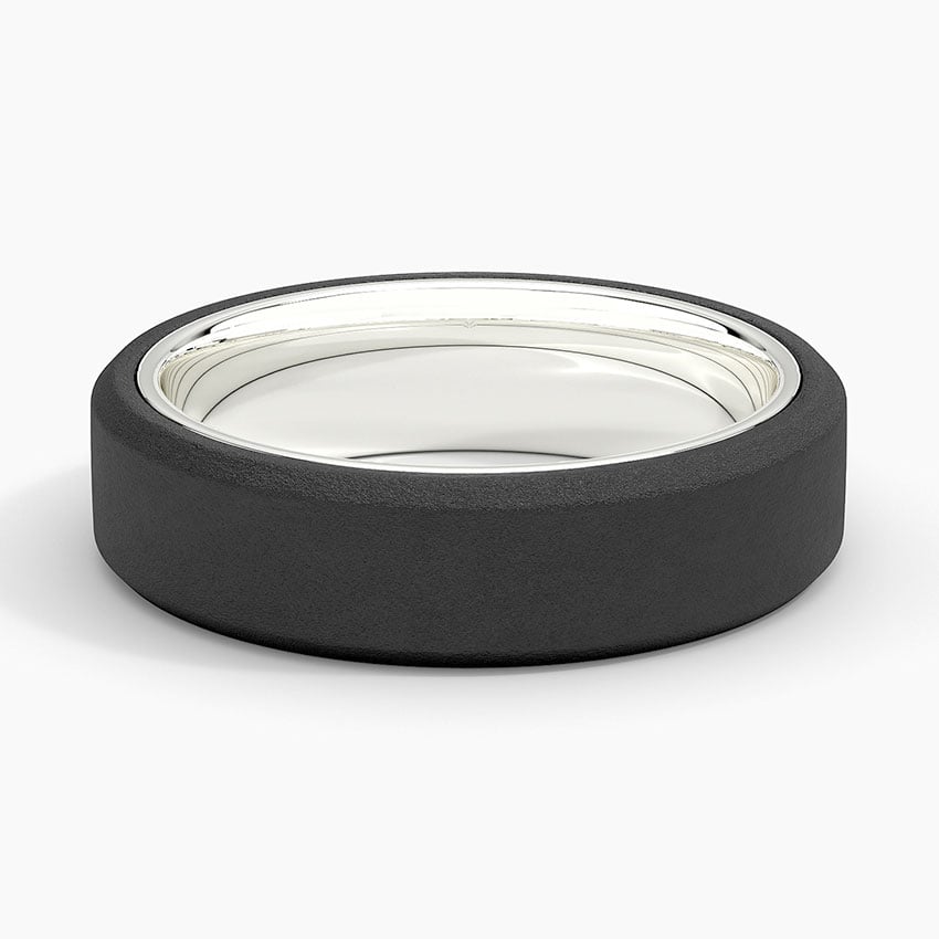 Jett Black 6mm Wedding Ring White Gold 18k Wedding Band