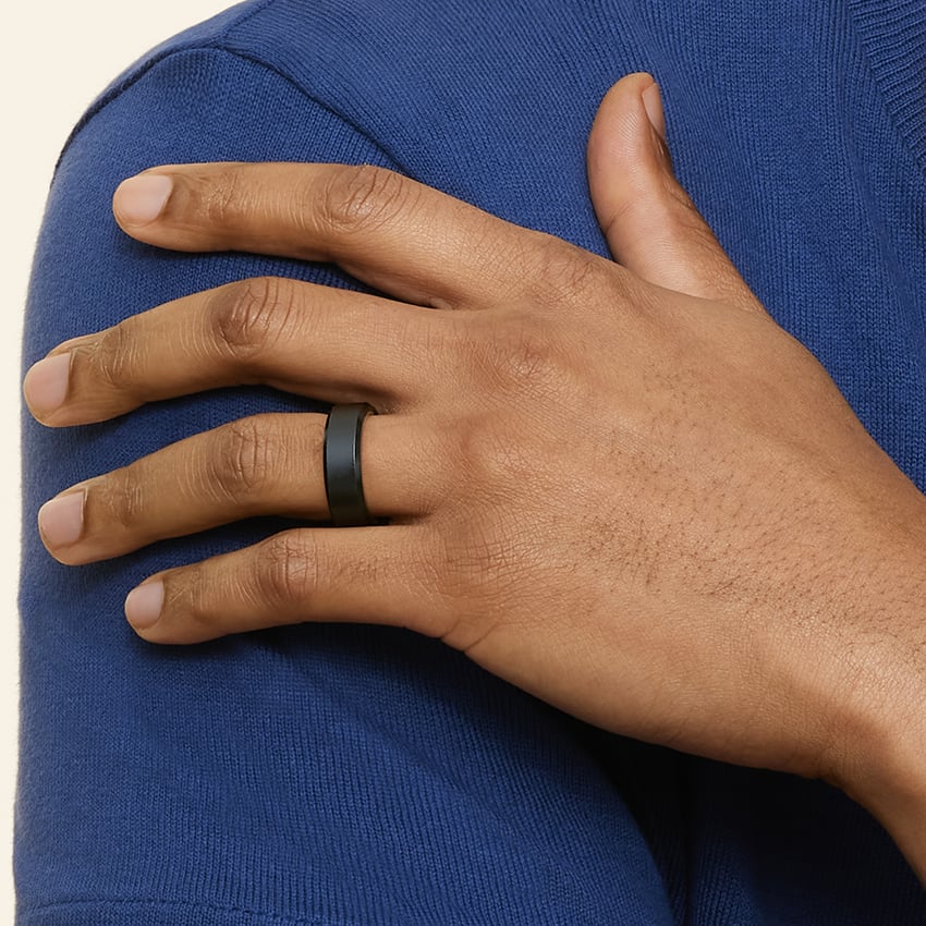 Jett Black 6mm Wedding Ring Yellow Gold 18k Wedding Band