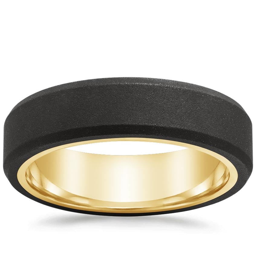 Jett Black 6mm Wedding Ring Yellow Gold 18k Wedding Band
