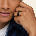 Jett Black 7mm Wedding Ring Yellow Gold 18k Wedding Band