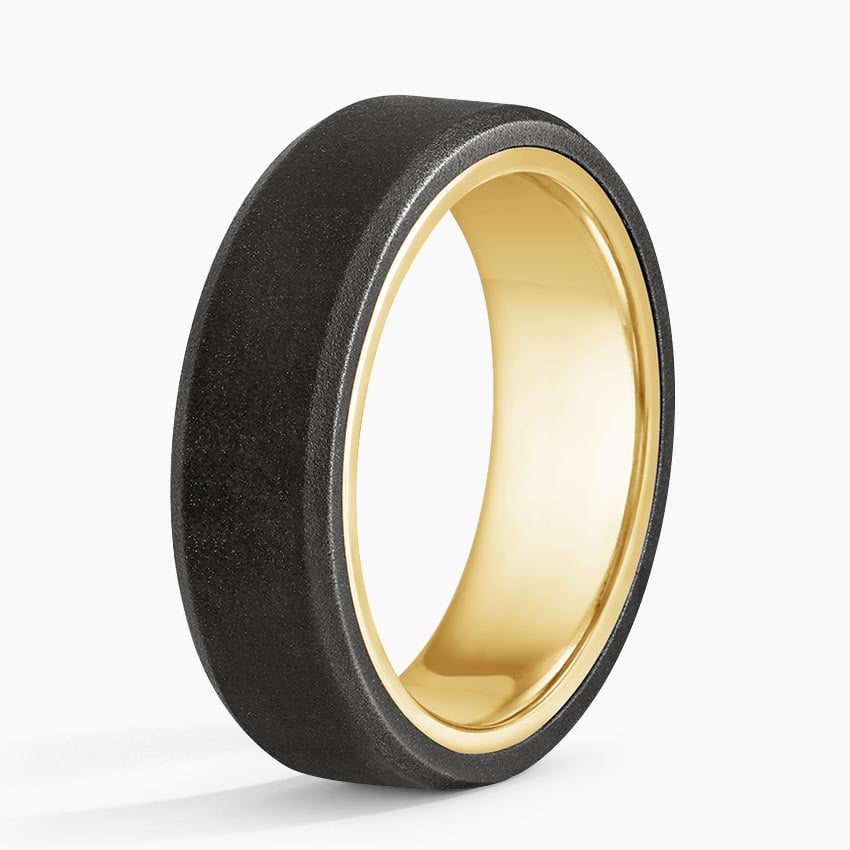 Jett Black 7mm Wedding Ring Yellow Gold 18k Wedding Band