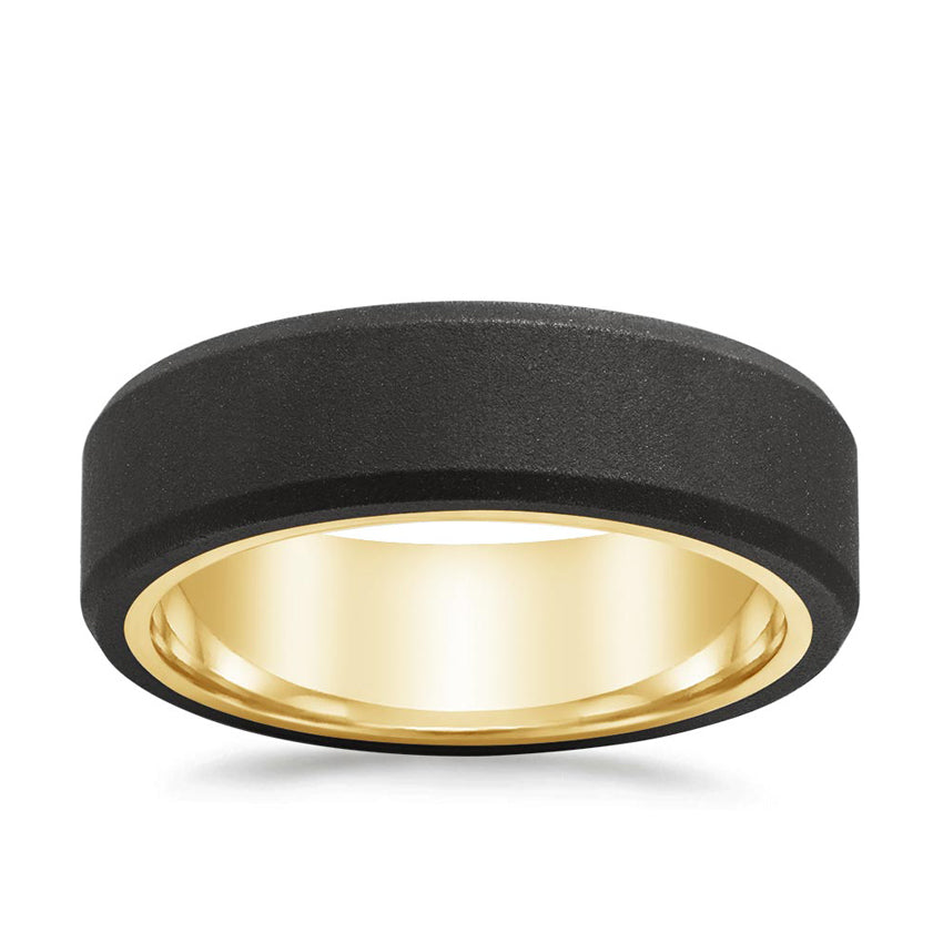 Jett Black 7mm Wedding Ring Yellow Gold 18k Wedding Band