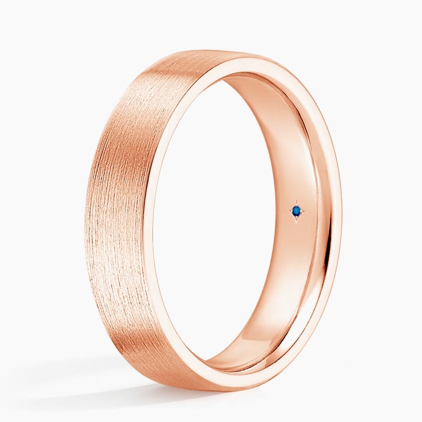 Hidden Lotus Sapphire 5mm Wedding Ring Rose Gold 18k Wedding Band