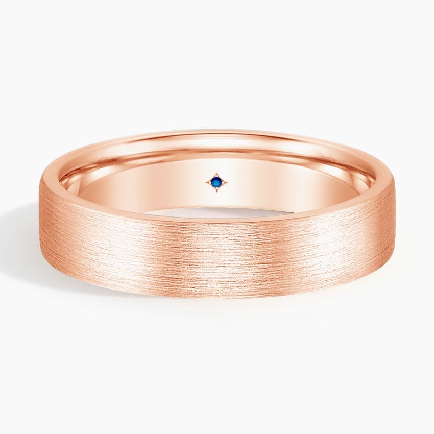 Hidden Lotus Sapphire 5mm Wedding Ring Rose Gold 18k Wedding Band