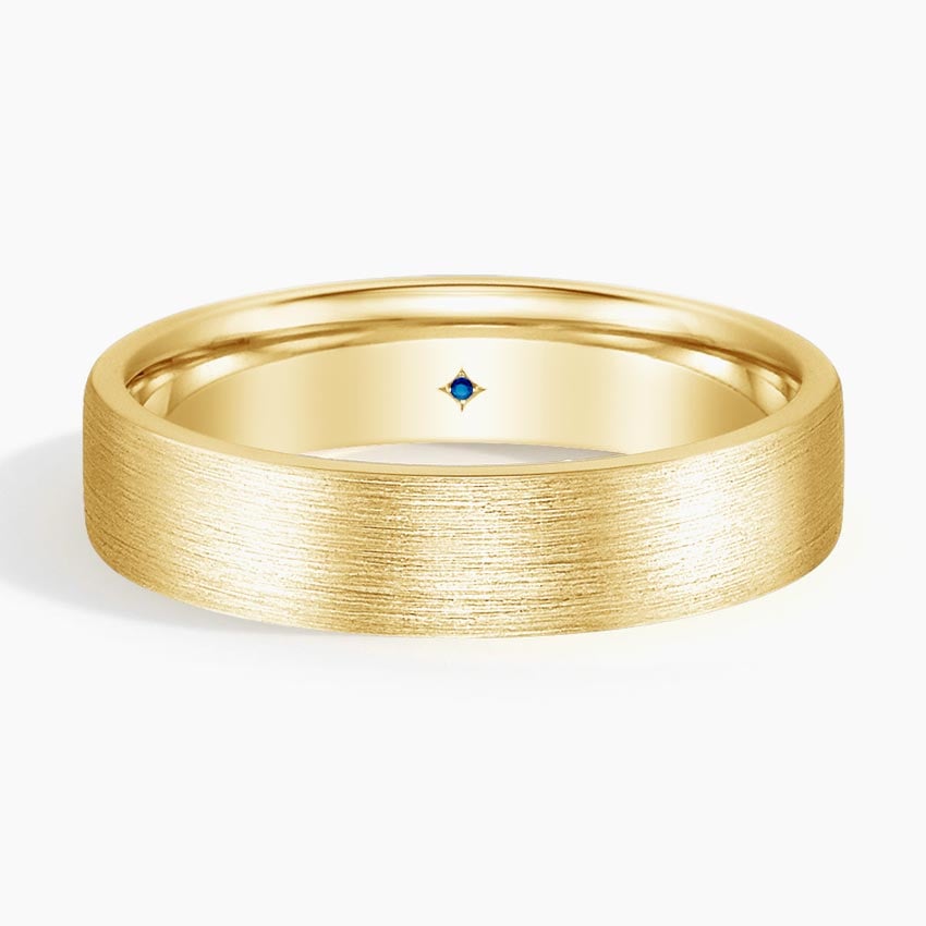Hidden Lotus Sapphire 5mm Wedding Ring Yellow Gold 18k Wedding Band