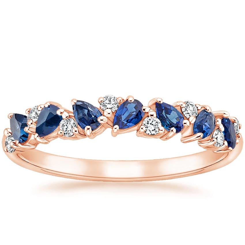 Olivetta Sapphire and Diamond Ring Rose Gold 18k Wedding Band