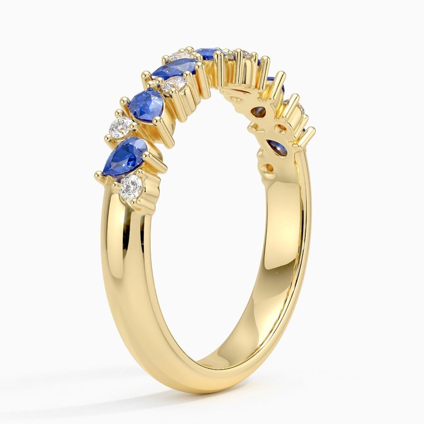 Olivetta Sapphire and Diamond Ring Yellow Gold 18k Wedding Band