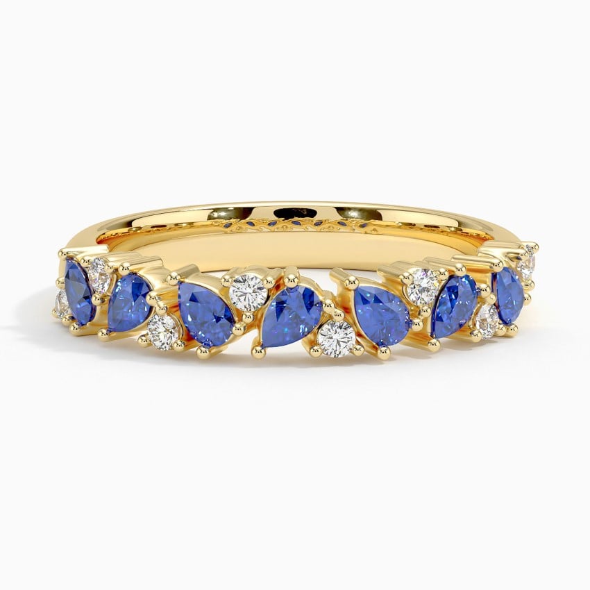 Olivetta Sapphire and Diamond Ring Yellow Gold 18k Wedding Band