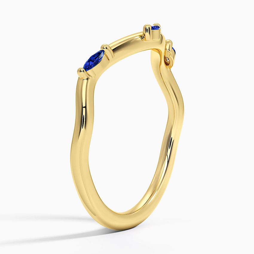 Willow Contour Sapphire Ring Yellow Gold 18k Wedding Band