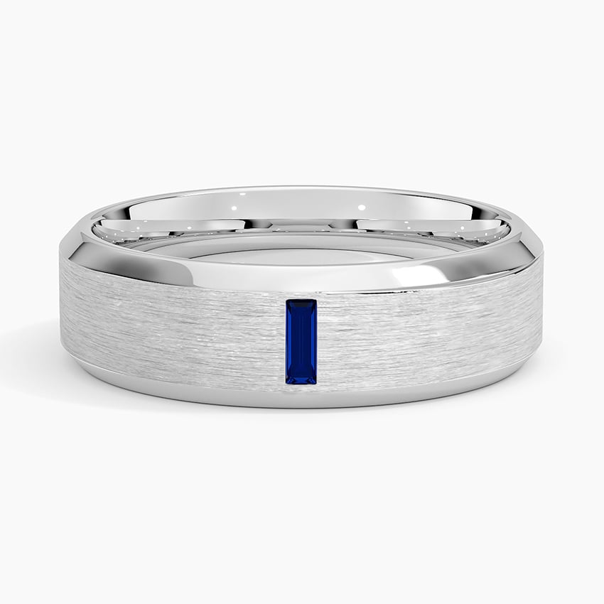 Apollo Beveled Edge Sapphire 6.5mm Wedding Ring Platinum Wedding Band