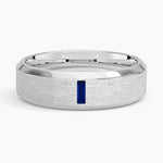 Apollo Beveled Edge Sapphire 6.5mm Wedding Ring Platinum Wedding Band