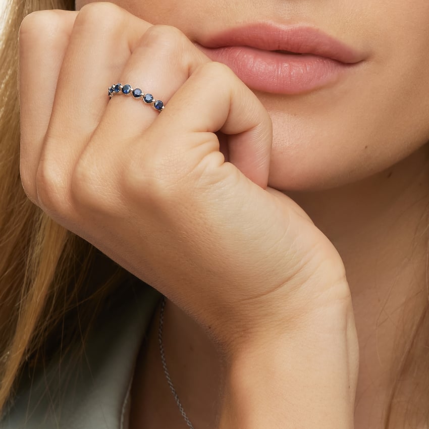 Monaco Sapphire Ring Rose Gold 18k Wedding Band