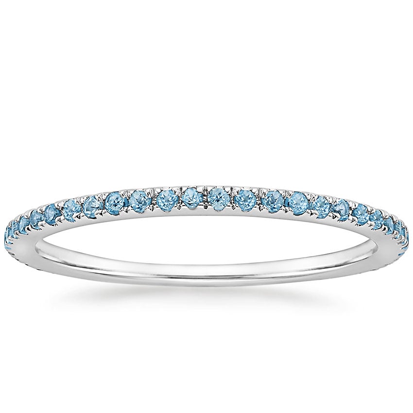 Luxe Ballad Swiss Blue Topaz Ring Platinum Wedding Band