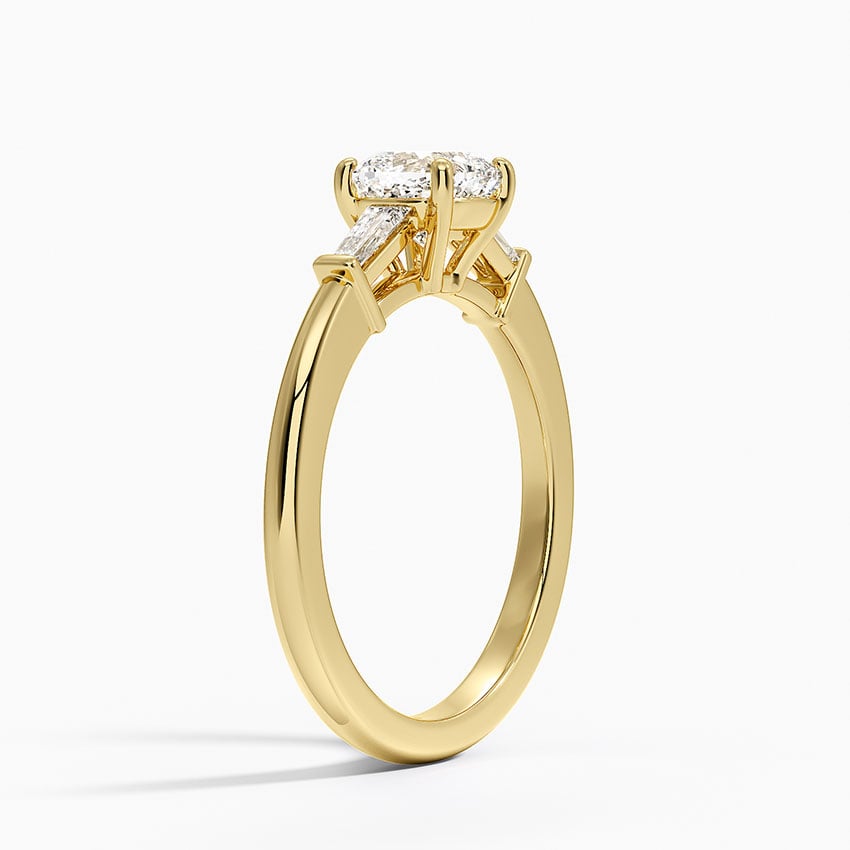 Symphony Tapered Baguette Three Stone Diamond Ring (1/5 ct. tw.) Yellow Gold 18k Cushion Engagement Ring