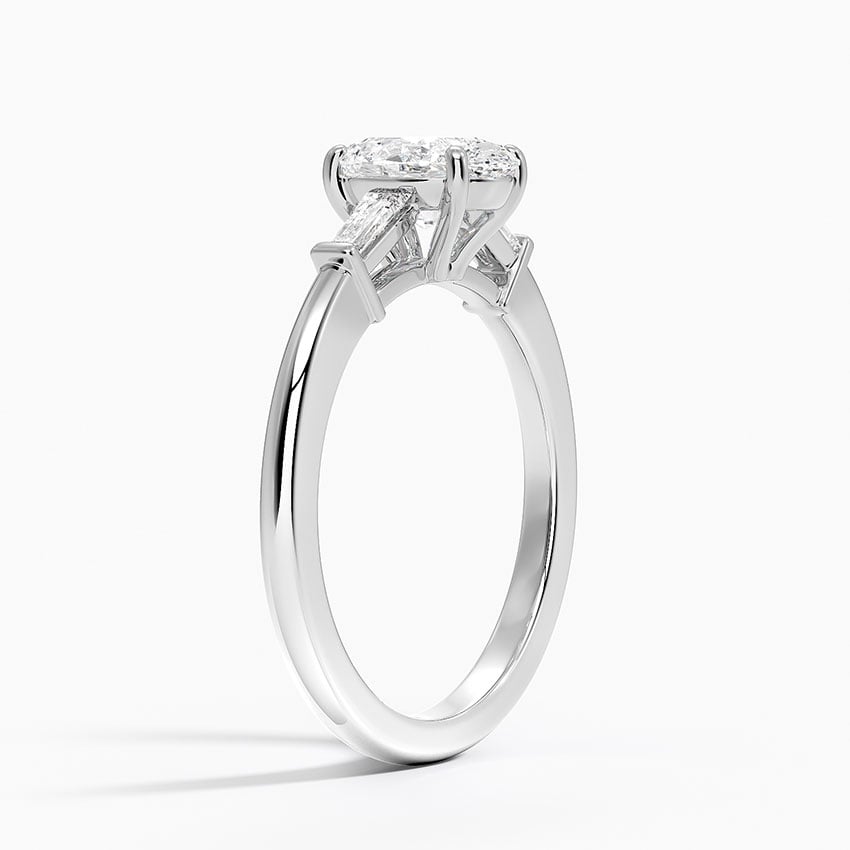 Symphony Tapered Baguette Three Stone Diamond Ring (1/5 ct. tw.) Platinum Oval Engagement Ring