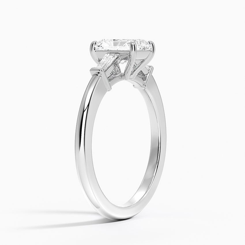 Symphony Tapered Baguette Three Stone Diamond Ring (1/5 ct. tw.) Platinum Radiant Engagement Ring